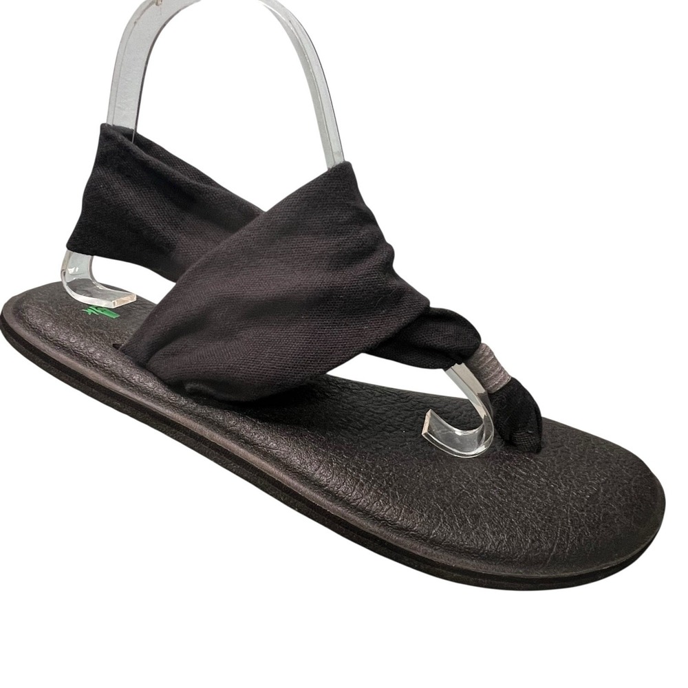 Sanuk Sandals Yoga Sling Thong Womens 9 Comfort Foam Black Exercise Casual